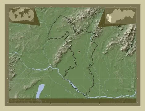 Trnavsky, Slovakia. Elevation map colored in wiki style with lakes and rivers 스톡 일러스트