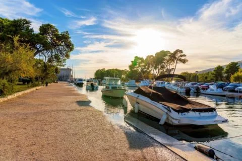 Trogir waterfront docks Stock Photos