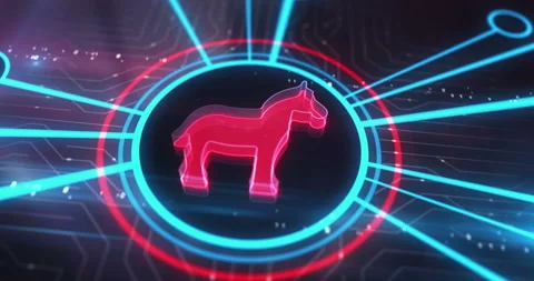 Trojan alert cyber attack symbol 3d digital concept Stock Footage 327191737