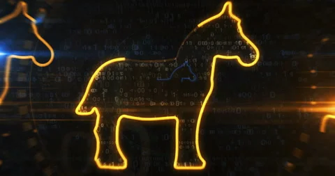 Trojan alert cyber attack symbol loop digital concept Stock Footage 327192048