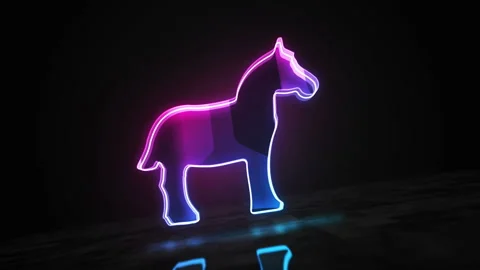 Trojan alert cyber attack symbol loop digital concept Stock Footage 327305785