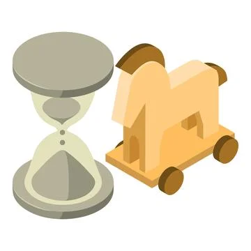 Trojan attack icon isometric vector. Trojan horse computer virus and sandglass 스톡 일러스트