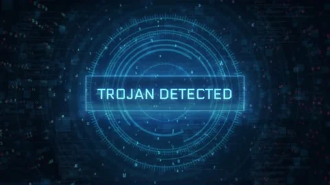 Trojan detected scanner concept over computer and Technology HUD background Stock Footage 197017166