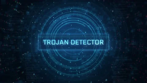 Trojan detector scanner concept over computer and Technology HUD background Stock Footage 197017170