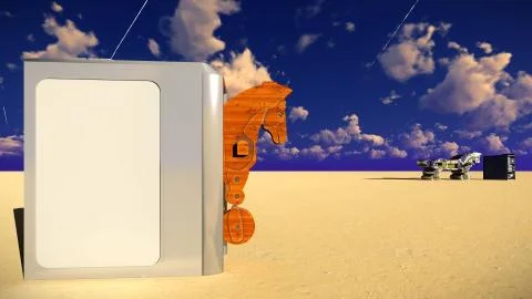 Trojan horse and computer 3d illustration Stock-Illustration