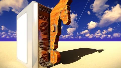 Trojan horse and computer 3d illustration Stock Illustration