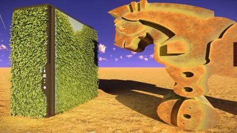 Trojan horse and computer 3d illustration Stock Illustration