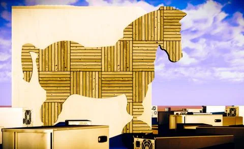 Trojan horse and computer 3d rendering Stock Illustration