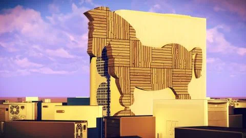 Trojan horse and computer 3d rendering Stock Illustration
