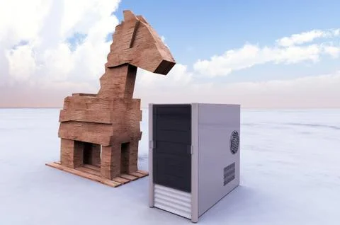 Trojan horse and computer Stock Illustration
