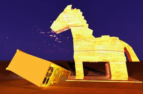Trojan horse and computer Stock Illustration