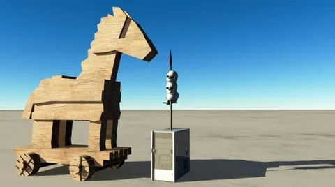 Trojan horse and computer Stock Illustration