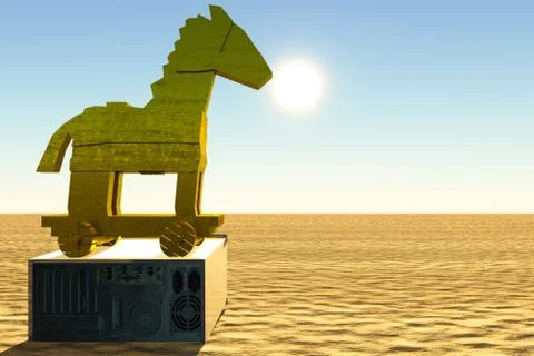 Trojan horse and computer 库存插图