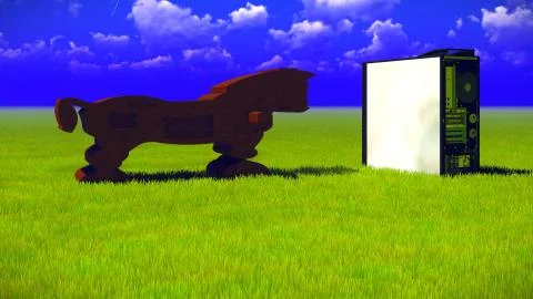 Trojan horse and computer Stock Illustration