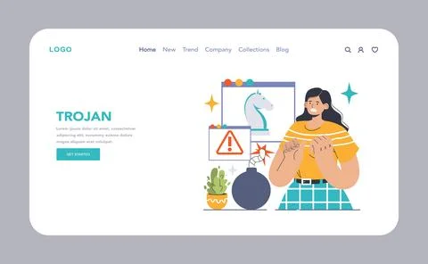 Trojan horse deception. Flat vector illustration. 스톡 일러스트