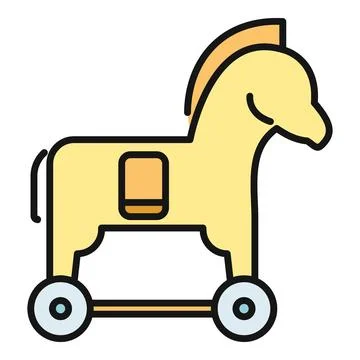 Trojan horse malware attacking cybersecurity system icon 库存插图