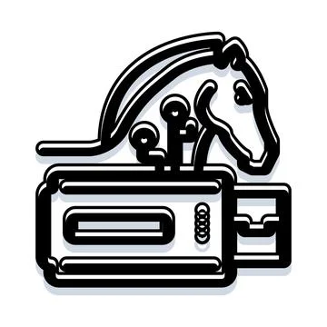 Trojan horse malware entering computer system icon Stock Illustration