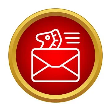 Trojan horse malware entering email message icon Stock Illustration