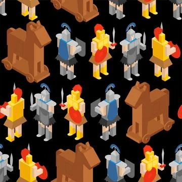 Trojan Horse pattern seamless. Trojan War background. Wars of Ancient Greec.. Stock-Illustration