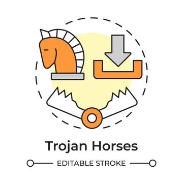 Trojan horses multi color concept icon Stock Illustration