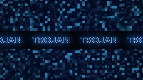 Trojan Text Scrolling Horizontally on Light Blue Digital Abstract Display Boa Stock Footage 134421600