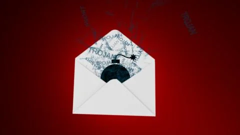 Trojan virus. E-mail virus. attack via the global network.. 스톡 일러스트