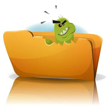 Trojan virus eating folder Stock Illustration