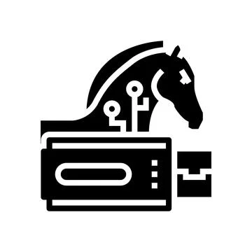 Trojan virus glyph icon vector illustration Illustrazione stock
