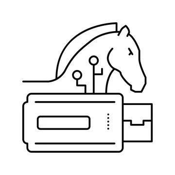 Trojan virus line icon vector illustration 스톡 일러스트