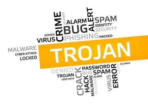TROJAN VIRUS word cloud, tag cloud, vector graphic - security concept Stock Illustration