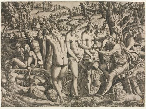 The Trojan War: The Judgment of Paris, c. 1545. Jean Mignon (French), after.. イラスト素材