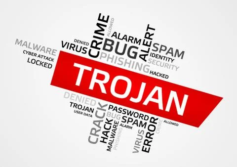 TROJAN word cloud, tag cloud, vector graphics - security concept Illustrazione stock