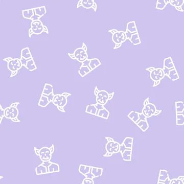 Troll fantasy character line vector seamless pattern Stock Illustration
