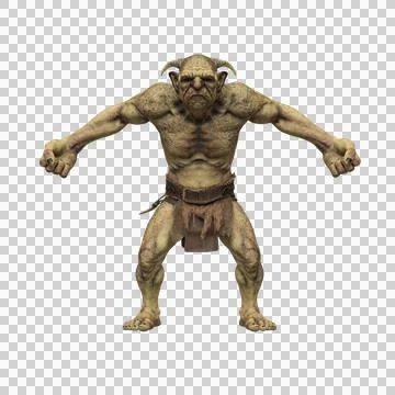 Troll fantasy creature in aggressive pose. Stock Illustration