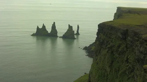 Troll Rocks in Vik Iceland-5 high shot Video stock 47765291