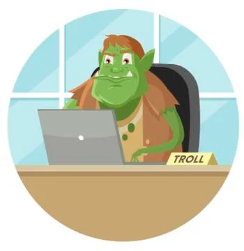 A troll using a computer Illustrazione stock