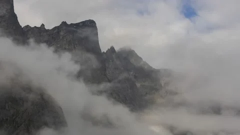 Troll Walls look through the clouds,4k,timelapse Stock Footage 230212196