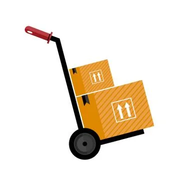 Trolley with boxes icon Stock Illustration