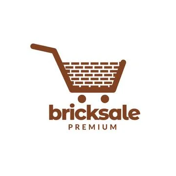 Trolley with brick building logo design vector graphic symbol icon illustra.. Stock Illustration