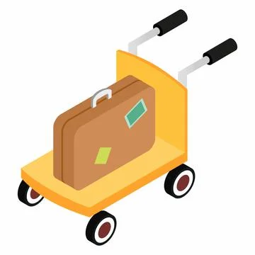 Trolley with brown suitcases Stock Illustration