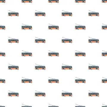 Trolley bus seamless pattern for urban public transport Stock Illustration