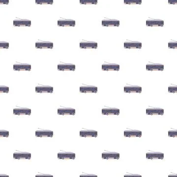 Trolley bus seamless pattern on white background イラスト素材