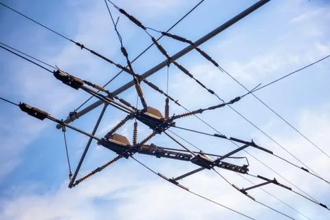 Trolley cable joint of wires Foto stock