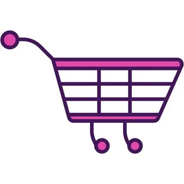 Trolley cart icon, flat vector supermarket basket Stock Illustration