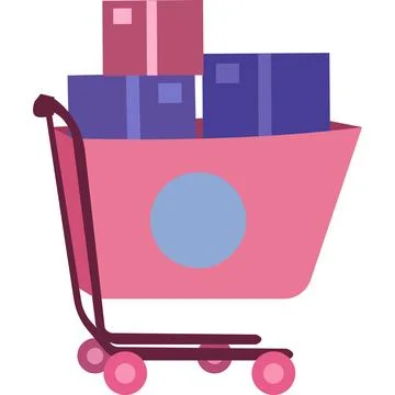 Trolley cart with parcel box vector icon 库存插图