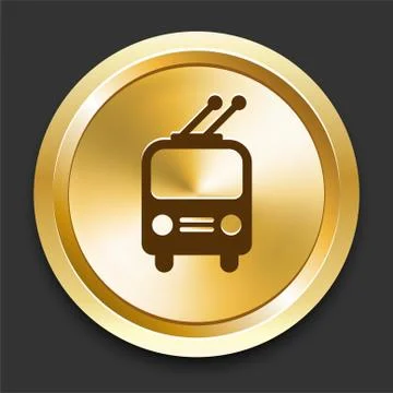 Trolley on Golden Internet Button Stock Illustration