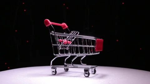 Trolley from the hypermarket Stock Footage 83608680