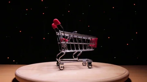 Trolley from the hypermarket Stock Footage 83608684