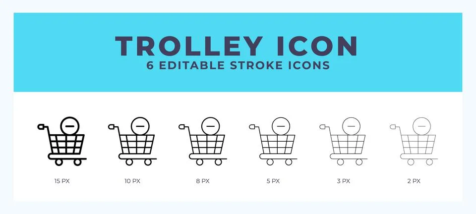 Trolley icon set with different stroke. Design elements for logo. Vector il.. 스톡 일러스트