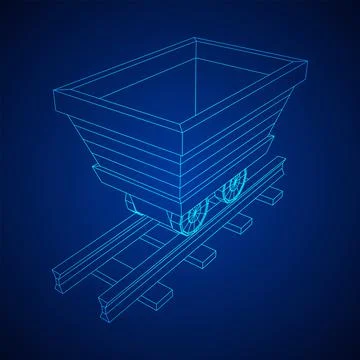 Trolley mine on rails vector Stock Illustration